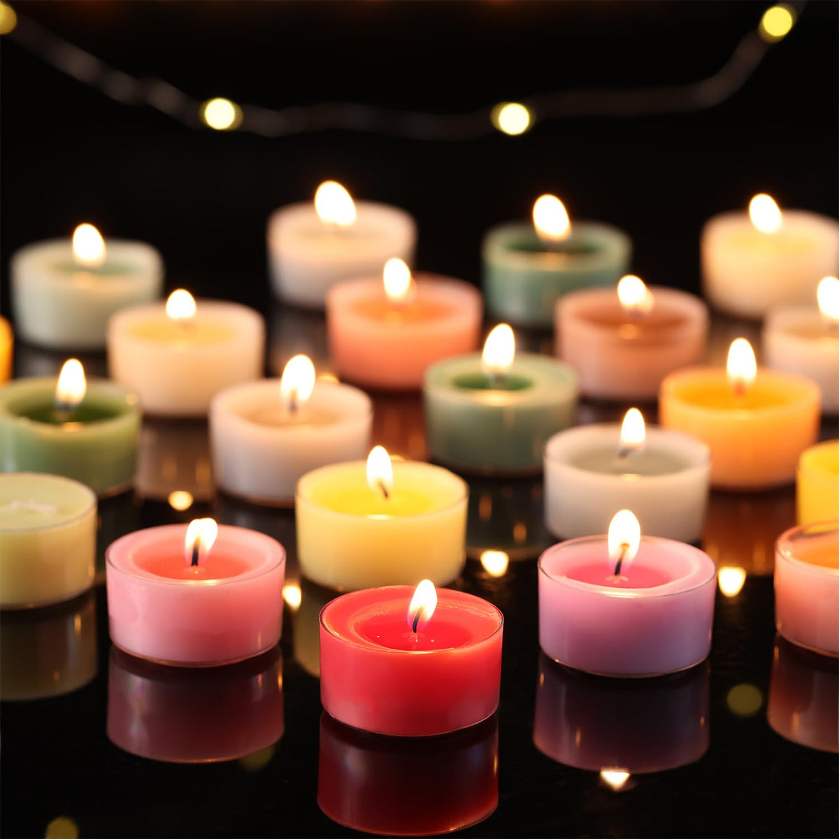 Scented Tea Lights Candles, Wisper of Rose, 48 Pack – Red Scented Tealight Candles– 100% Palm Wax – 6 Hour Burn Time Aromatherapy Tea Light Votive Candle for Dinner, Bedroom, Spa