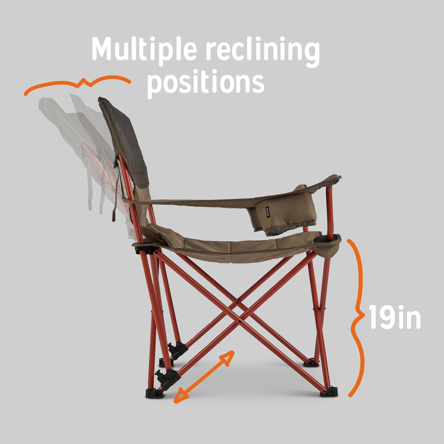 Kelty Deluxe Lounge Chair – Folding Outdoor Camp Chair, Insulated Cupholders, Customized Recline, Steel Frame, Padded Roll Storage (Bungee)