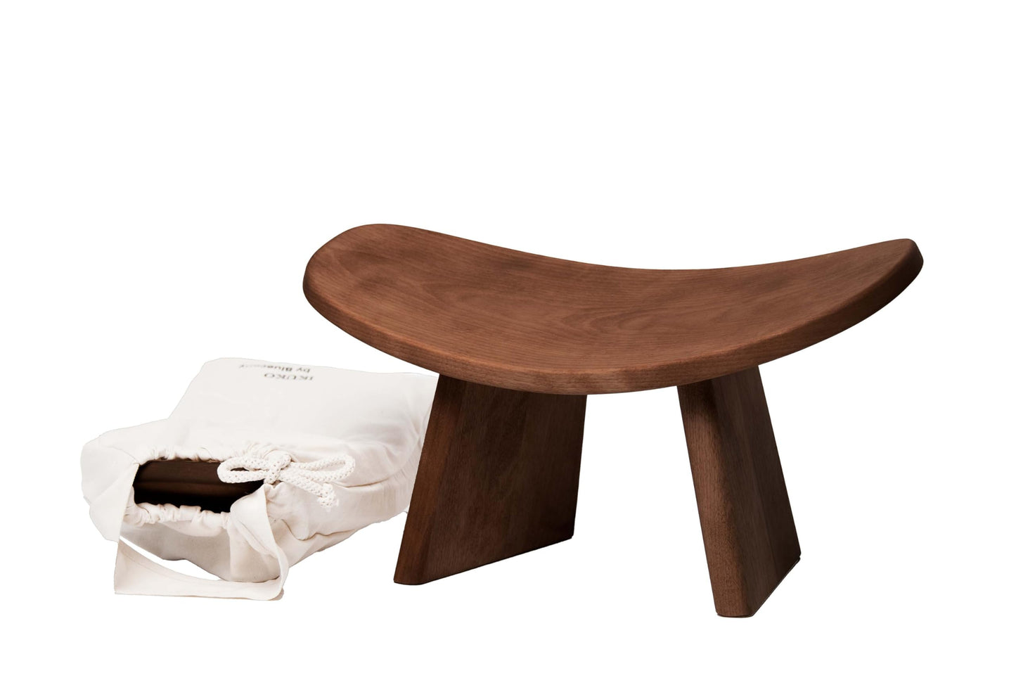 BLUECONY Meditation Bench IKUKO Original, Portable Version with Bag, Locally Handmade Yoga Exercise Wooden Kneeling Ergonomic Seiza Seat - Dark Walnut, Low Height (6" or 16 cm)