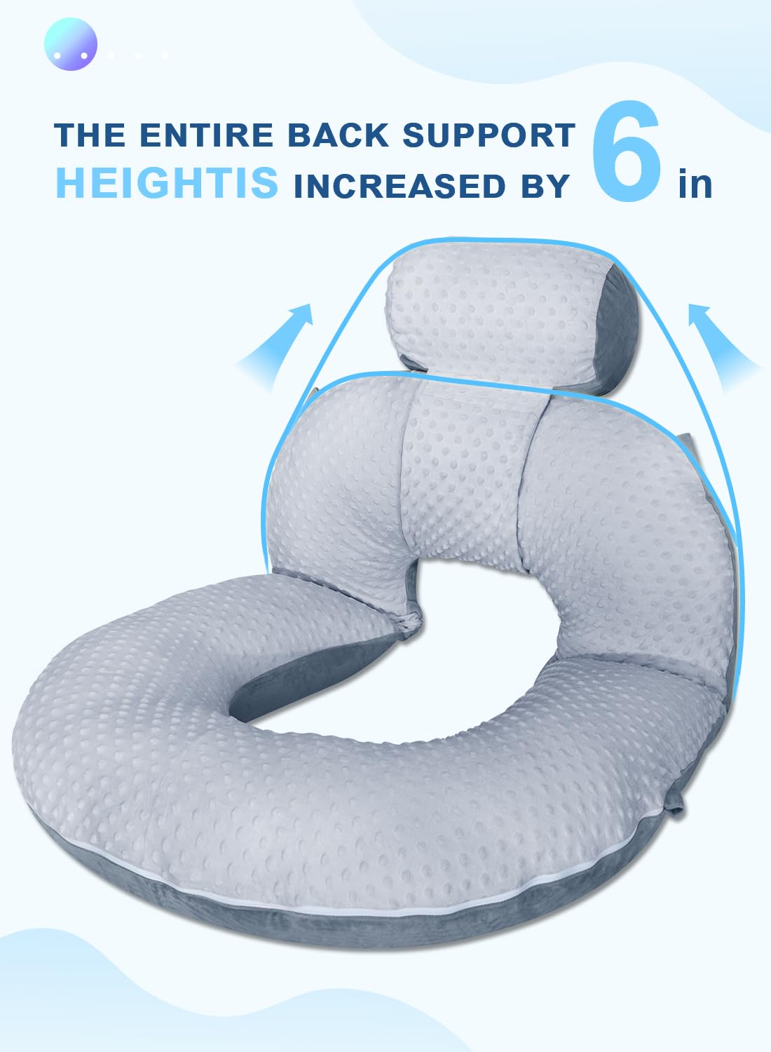 INSEN Reading Pillow, Back Pillow for Sitting in Bed for Reading, Nurse & Relax, Reading Pillow for Adults, Moms & Kids, Sit Up Pillow for Bed, Double-Sided Gray