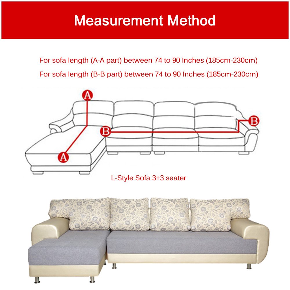 MIFXIN Sectional Sofa Covers L Shape Couch Slipcover 2 Piece Stretch Elastic L-Type Chaise Sectional Sofa Couch Furniture Protector for Living Room Pets Kids (Grey Black)