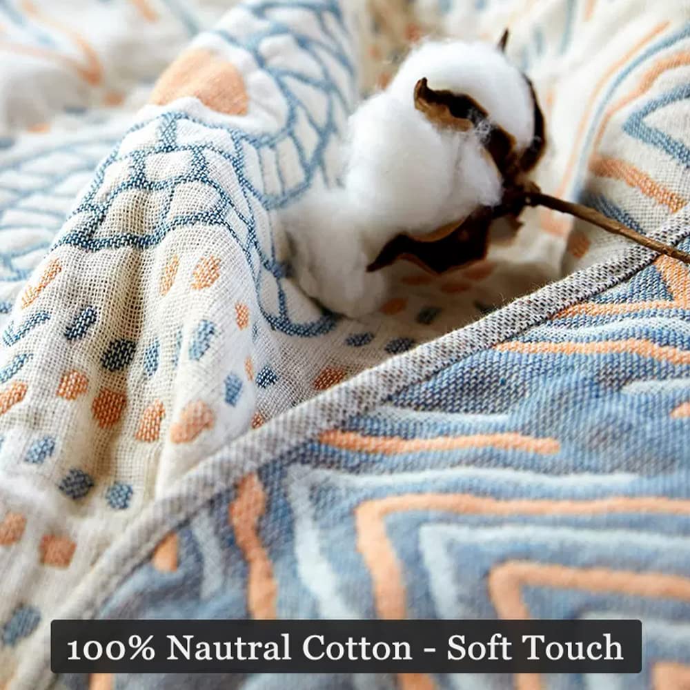 Osunnus Cotton Couch Cover Washable Boho Reversible Throw Sofa Cover Geometric Jacquard Multi-Use Furniture Protector for 2 Cushion Sectional L Shaped Sofa Bed Boho Home Decor, 79" x 102"