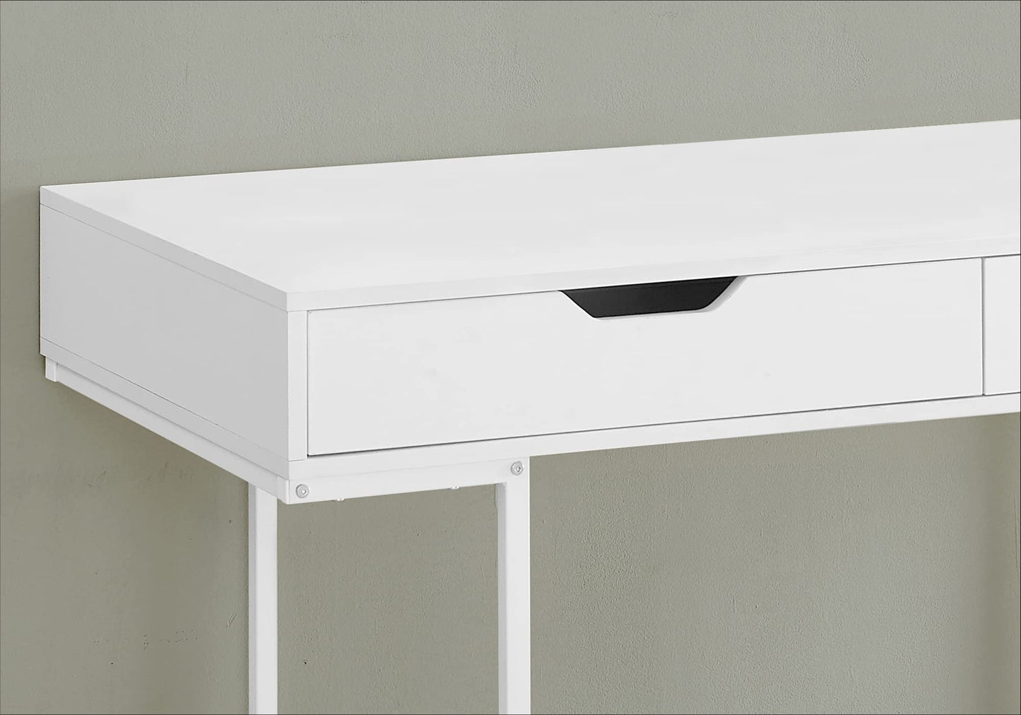 Monarch Specialties I 7554 Computer Desk, Home Office, Laptop, Storage Drawers, 48" L, Work, Metal, Laminate, White, Contemporary, Modern