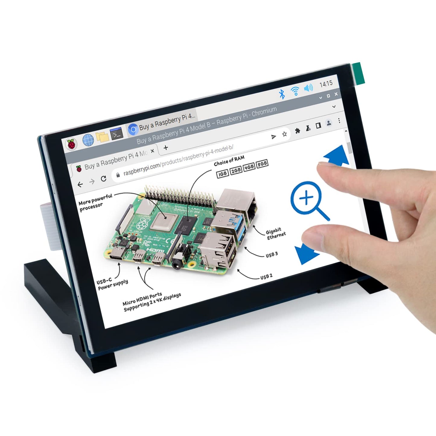 FREENOVE 5 Inch Touchscreen Monitor for Raspberry Pi 5 4 B 3 B+ A+, 800x480 Pixel IPS Display, 5-Point Touch Capacitive Screen, Driver-Free MIPI DSI Port