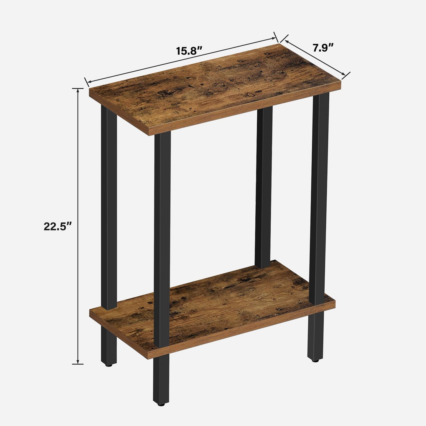 TUTOTAK Small Side Table, Narrow End Table, Skinny Sofa Table, Slim Nightstand, Couch Table, Living Room, Bed Room, Brown TB01BB062