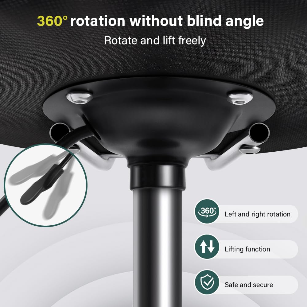 BFTOU Square Minimalist Swivel Stool with Wheel for Work SPA Shop Massage Height-Adjustable and Cost-Effective Rolling Stool Chair with Back White