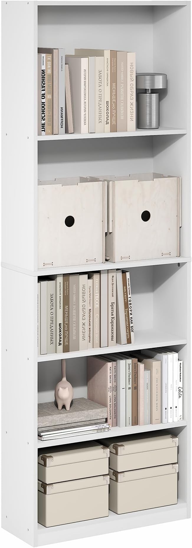 Furinno Jaya Book Shelf, 5-Tier Tall Book Shelf, Bookcase