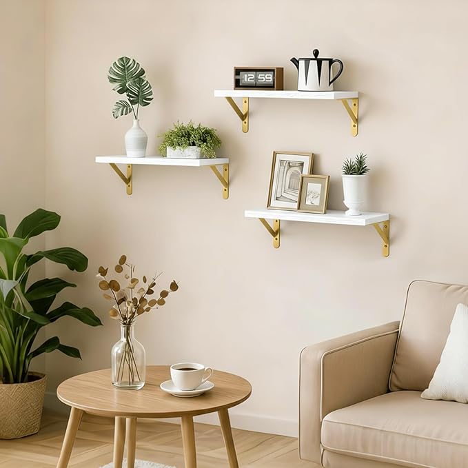 Fixwal Floating Shelves for Wall, Wood Wall Mounted Shelves for Bedroom