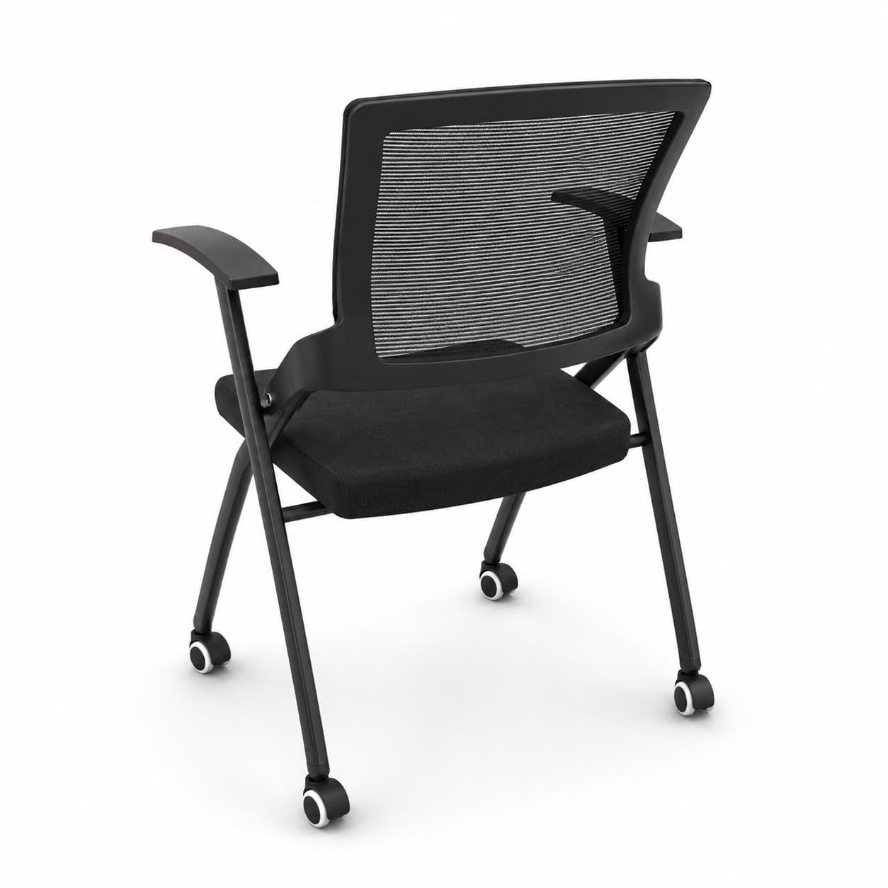 ENCASED Stackable Conference Room Chairs with Wheels, Folding Office Guest Chairs with Mesh Back and Padded Seat - 10 Pack