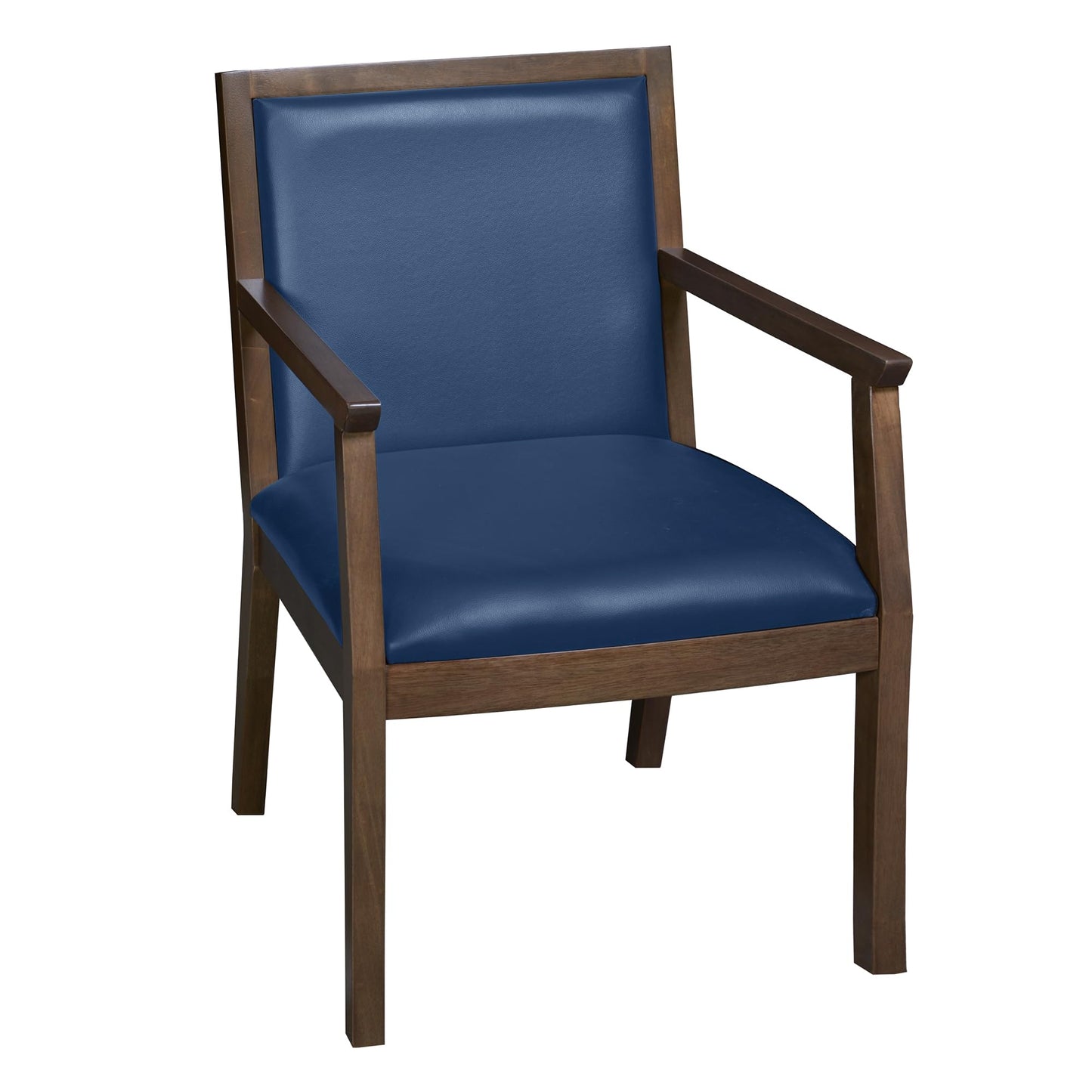 Romig Regent WallGuard Guest & Reception Waiting Room Wood Side Chair - Neo Walnut/Navy Blue Vinyl