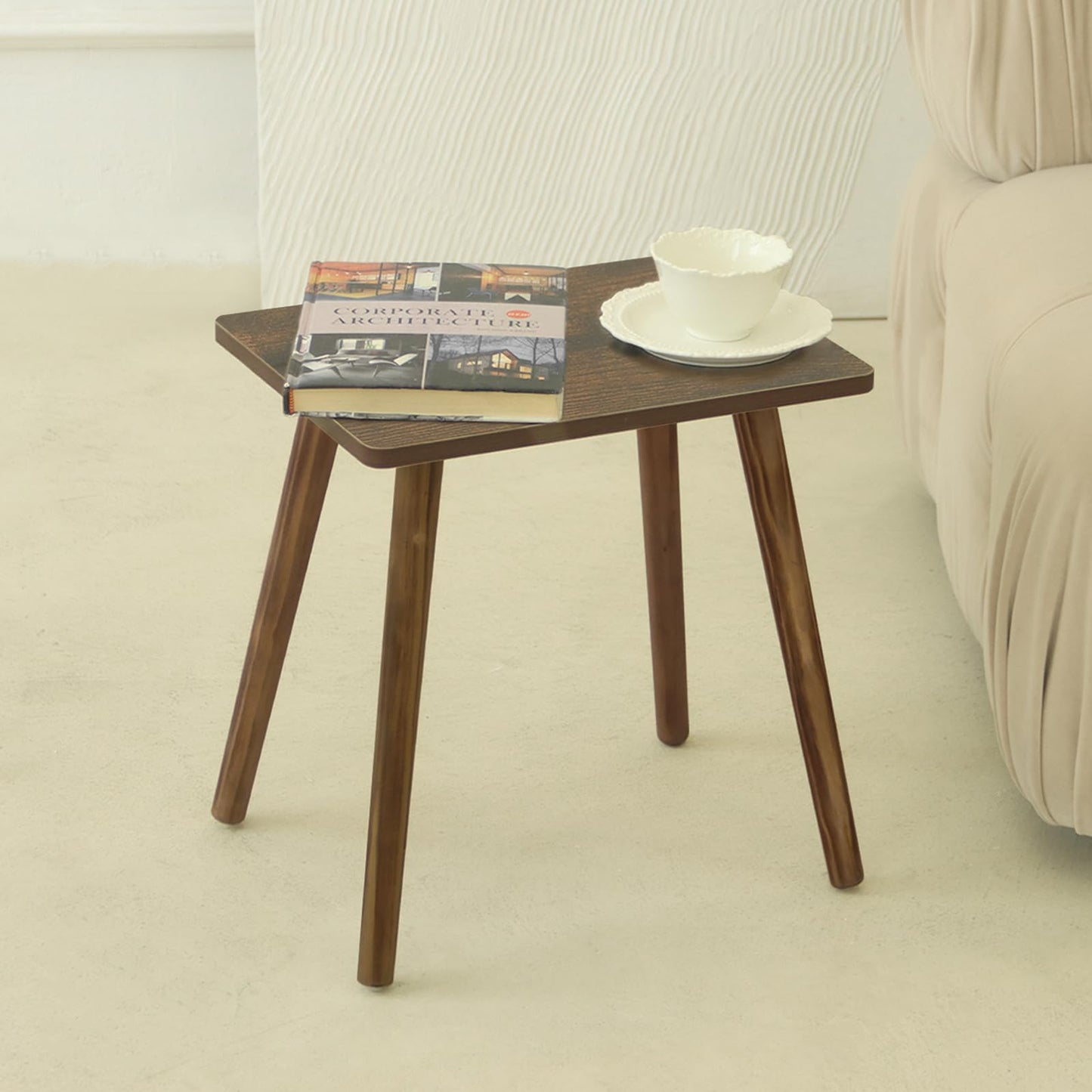 AWASEN Side Table, Small Wood End Table Living Room, Mini Bed Side Table Modern Accent Nightstand with Solid Wood for Bedroom Office Small Spaces, Rustic Brown