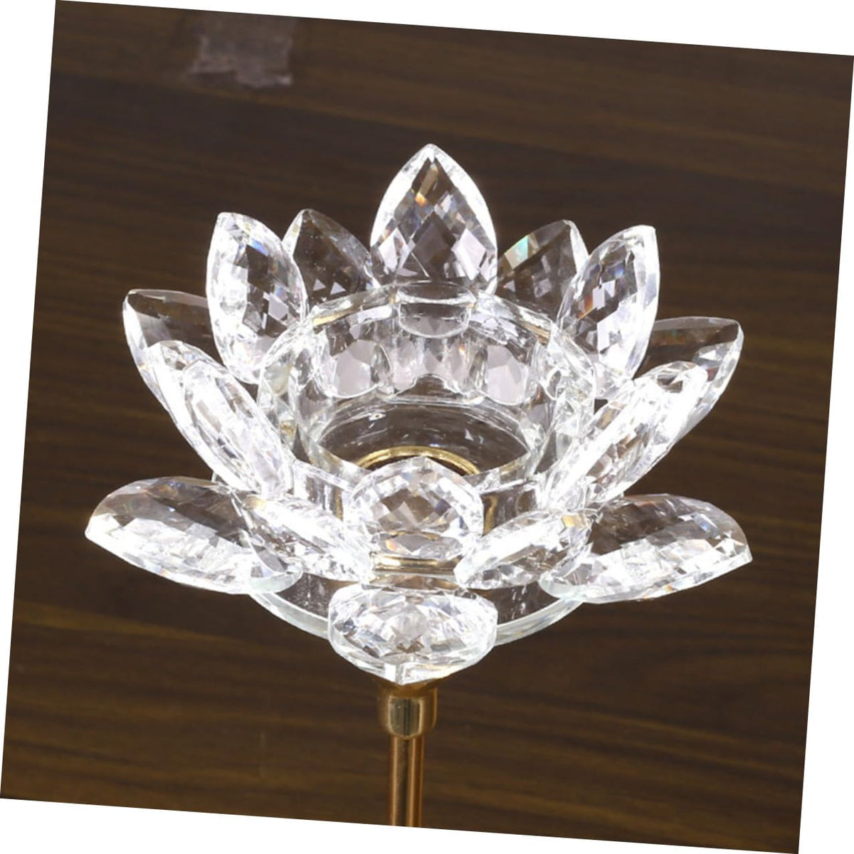 KICHOUSE Metal Crystal Lotus Candlestick Holder Small Gold, Simple Decorative Candle Stand for Wedding and Romantic Home Décor