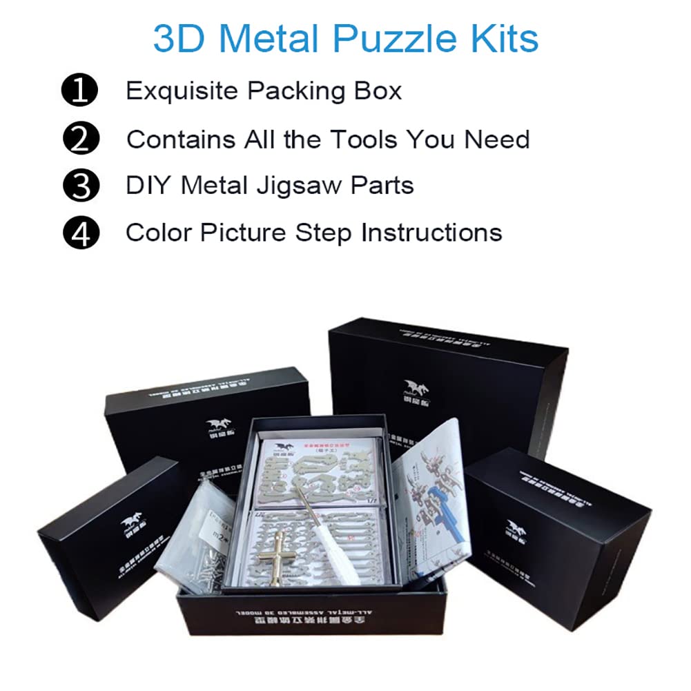 3D Metal Model Kits, Mechanical Fire Breathing Dragon 3D Metal Puzzle,Steel Warcraft Collection DIY Animal Brain Teasers Simple 3D Puzzles Home Decor Art Craft Gifts Toys for Adult