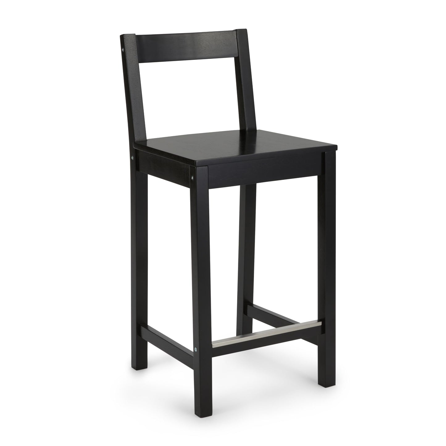 Amazon Basics Wooden Counter Height Bar Stool with Backrest for Kitchen Island, Home Bar, 24", Black, 1 Unit
