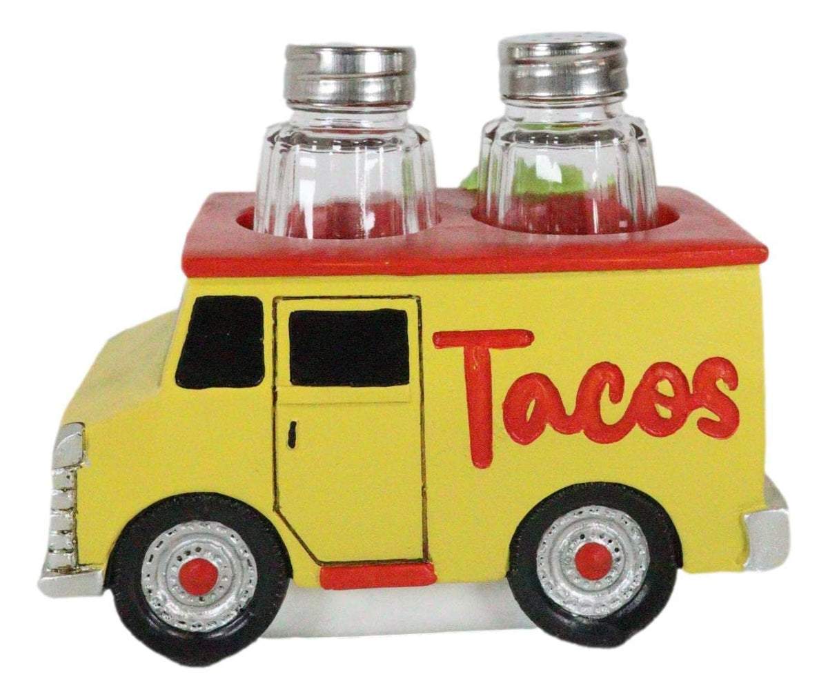 Ebros Gift Cinco De Mayo Fiesta Party Taste Of Mexico Tex-Mex Taco Food Truck Hot And Fresh Salt And Pepper Shakers Set Holder Figurine 6.25"Long Tacos Kitchen Dining Bar Countertop Table Accent