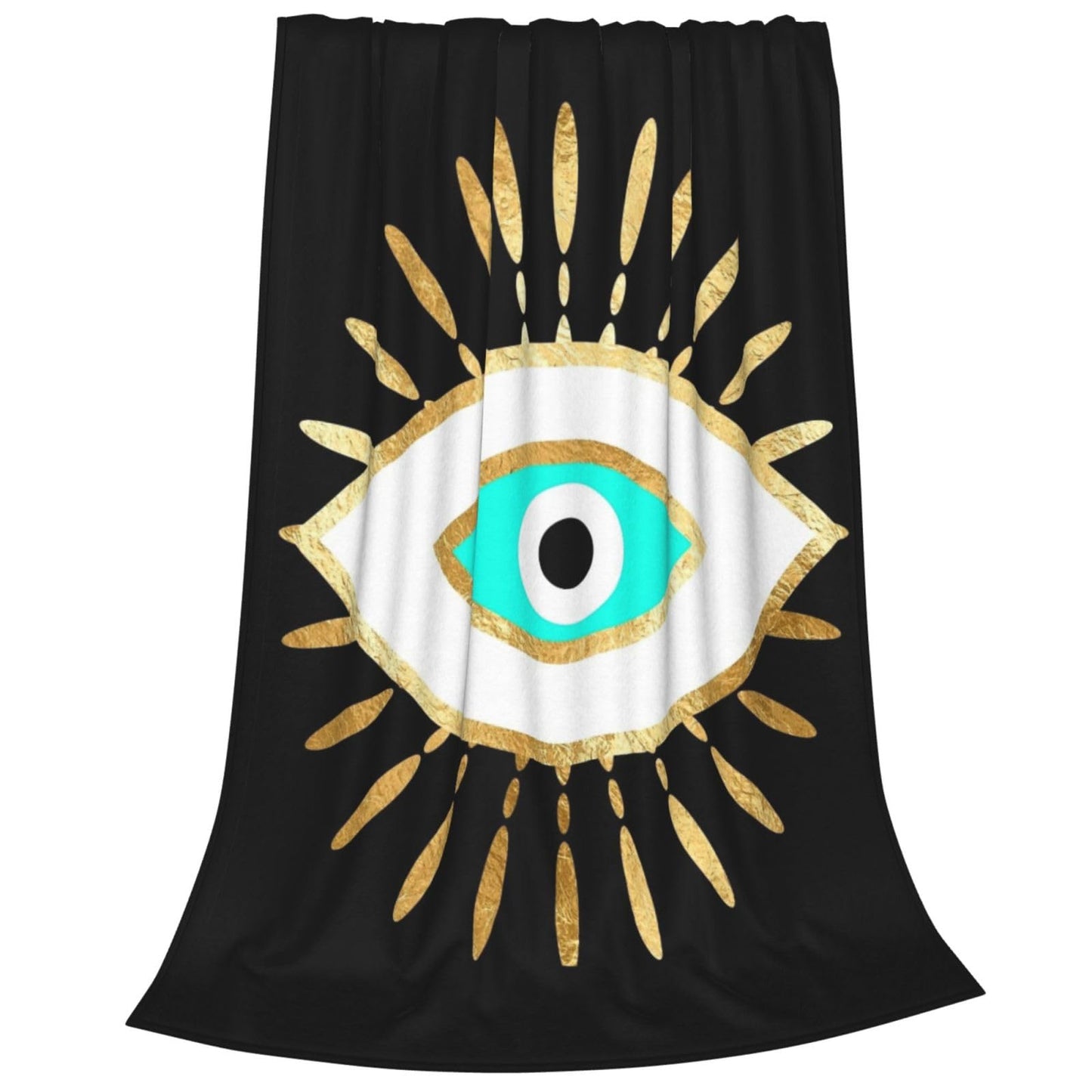 Hamsa Evil Eye Gold Foil Print Throw Blanket 50"X40" Lightweight Flannel Throws Blankets for Couch Bed Sofa Living Room Bedroom Home Decor,Soft Cozy Fluffy Fuzzy Plush Blanket for All Season