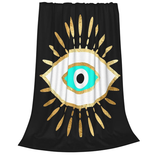 Hamsa Evil Eye Gold Foil Print Throw Blanket 50"X40" Lightweight Flannel Throws Blankets for Couch Bed Sofa Living Room Bedroom Home Decor,Soft Cozy Fluffy Fuzzy Plush Blanket for All Season