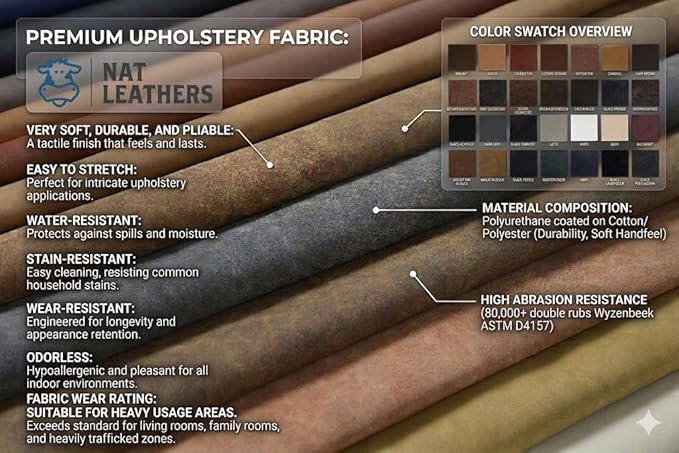 NAT Leathers | Black Soft Faux Vegan Leather PU | 1 Yard Cut by The Yard |