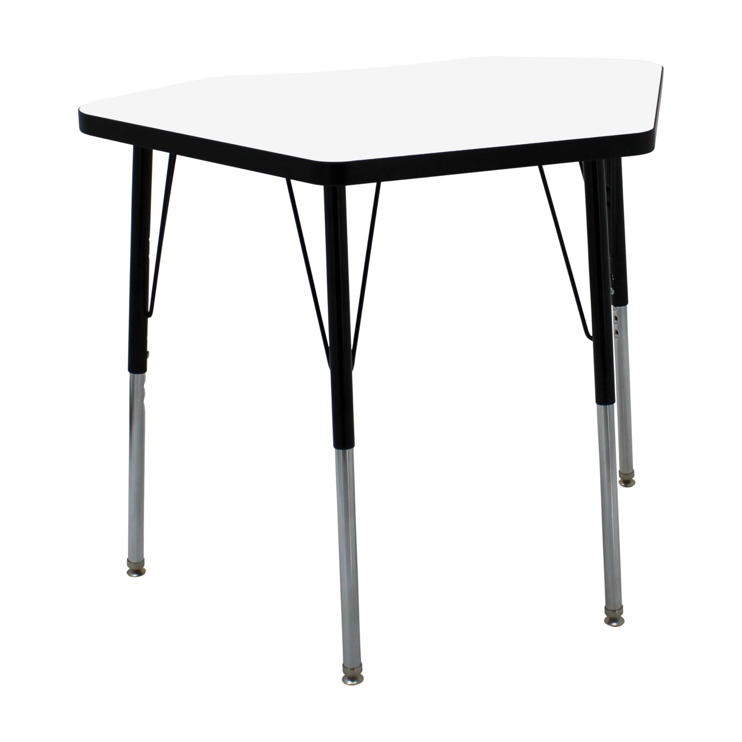 FDP Dry-Erase Petal Activity School and Office Table (24 x 36 inch), Standard Legs with Swivel Glides, Adjustable Height 19-30 inches; Quick Ship Single Box - Whiteboard Top and Black Edge