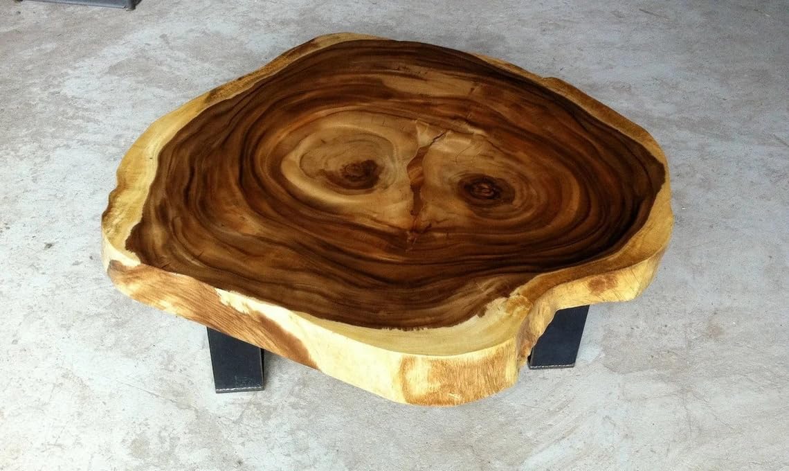 RESINHOMEFURNITURE Stunning Live Edge Acacia Wood Coffee Table Living Room Table Center Table Dining Table Hallway Table Office Table Side/End Table Home Décor (30" Inches Tall, 24 x 24 Inches)