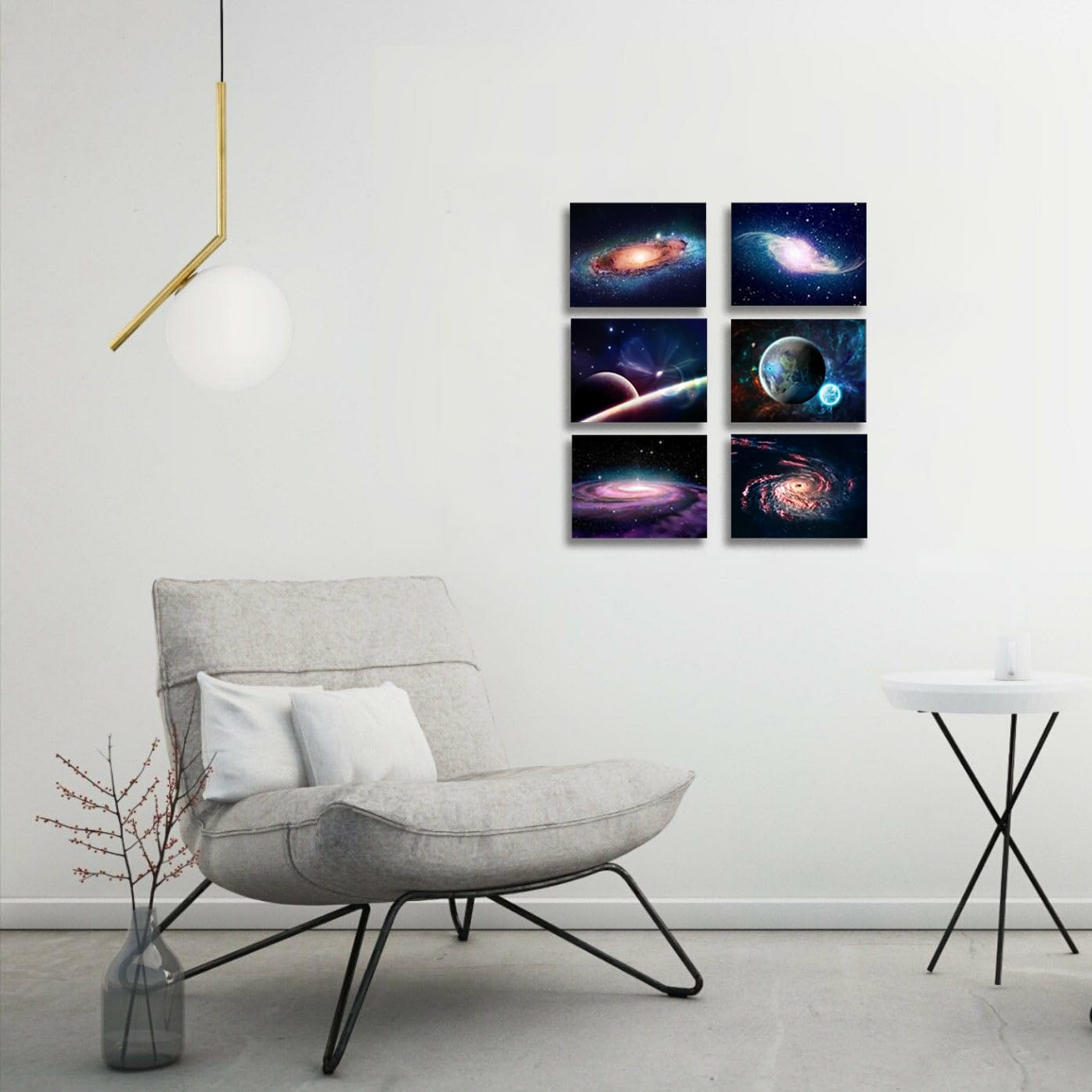Universe Starry Sky Wall Art Canvas Decoration Painting，for Bedroom, Lvingroom, Bathroom Decor ，Posters for Kids, Boys or Girls Room ，Astronomy Picture Modern Artwork ，29x38cmx6pcs，Framed
