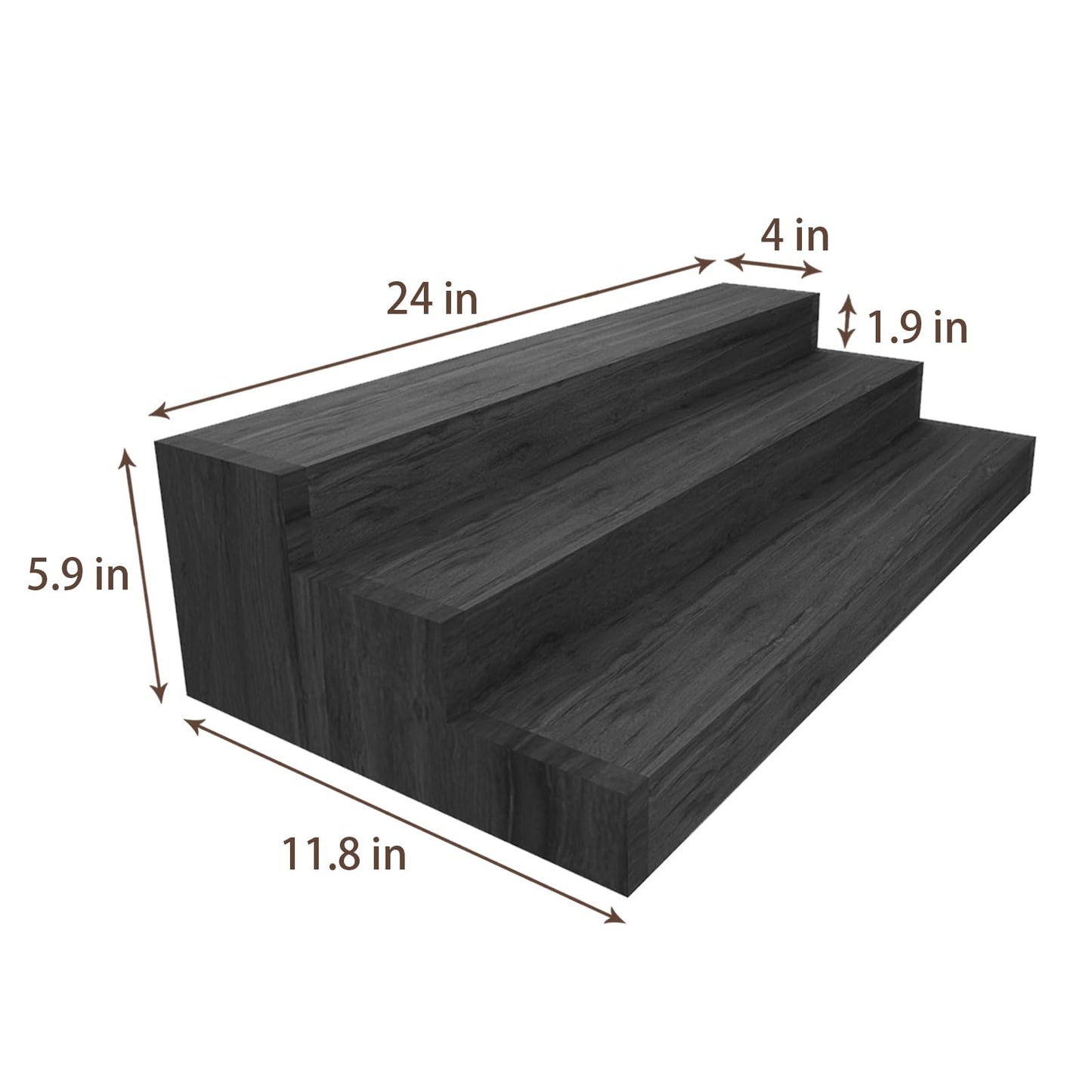 TONGMO Liquor Bottle Stand - 24 Inch 3 Tier Liquor Bar Bottle Display Shelf, Holds 18 Bottles, Real Wood, No Installation Required (Black)