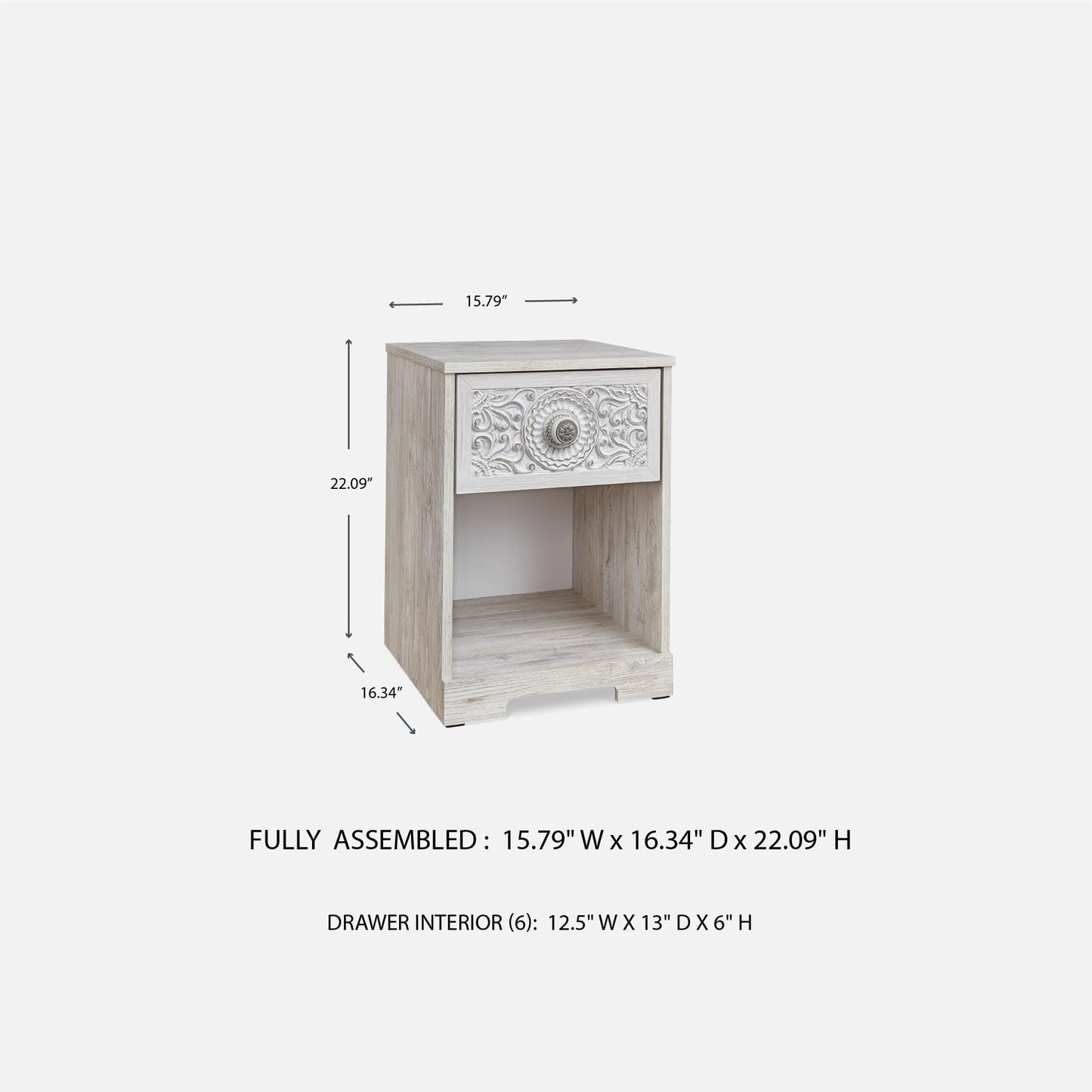 Signature Design by Ashley Paxberry Boho 1 Drawer Nightstand, Whitewash