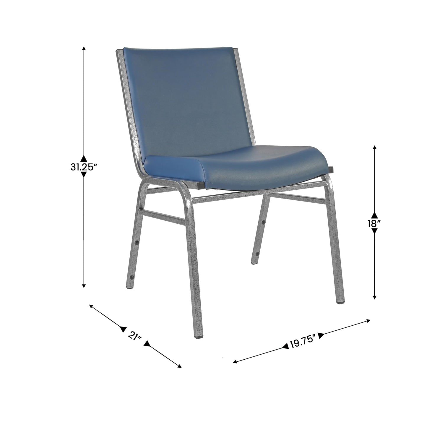 Flash Furniture Hercules Heavy-Duty Vinyl Lobby Chair with Ganging Bracket and Cushioned Seat, Stacking Chair for Waiting Rooms/Offices, Navy