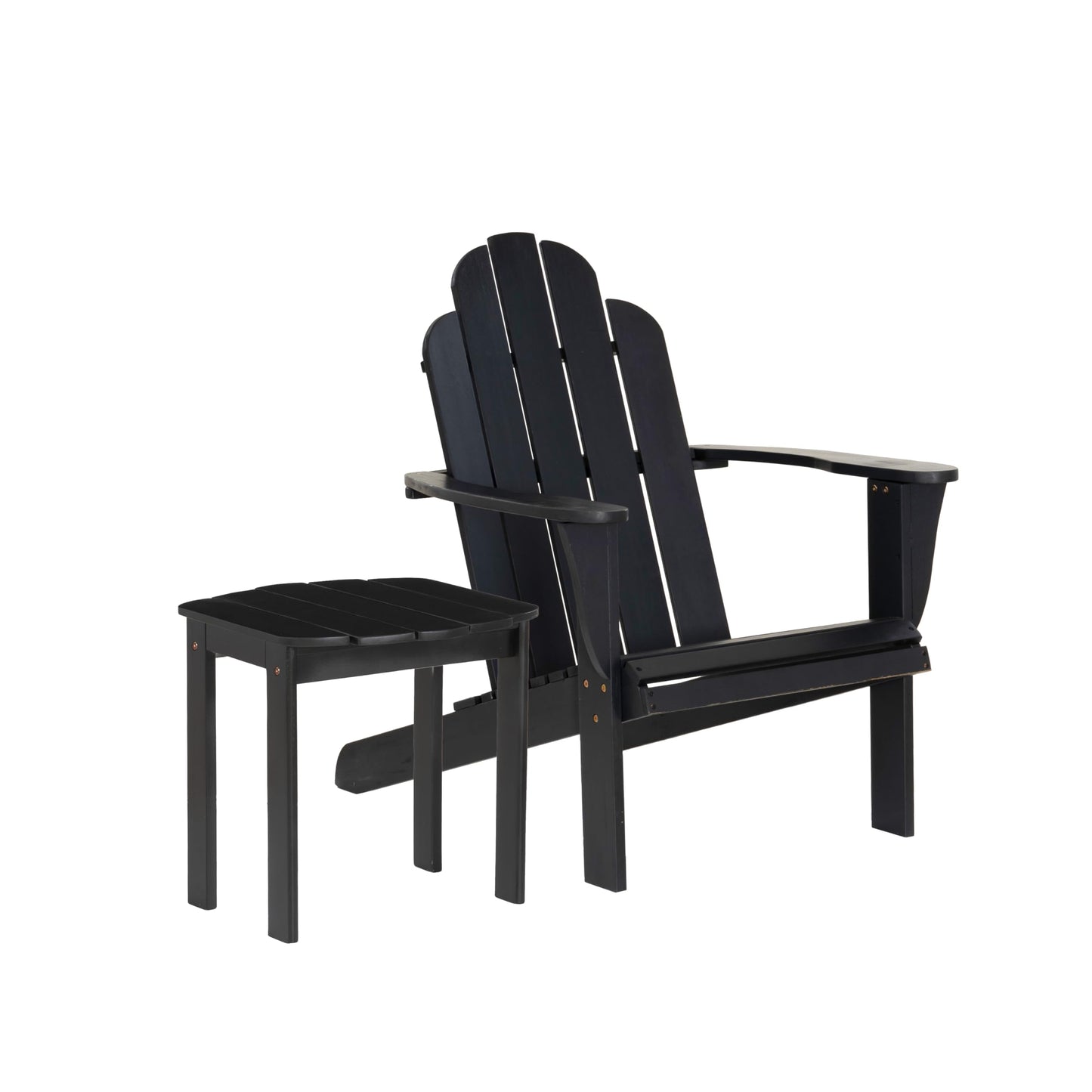 Linon Jayce Black Solid Wood Adirondack Two Piece Chair and Side Table Set