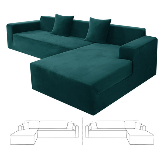 ZNSAYOTX 2026 Soft Velvet Sectional Couch Covers, Luxury Plush Slipcovers with Elastic Bottom for L Shape Sectional Sofa, 2 Pcs Pet Friendly Protector (3 Seat Couch + 2 Seat Chaise, Deep Teal)