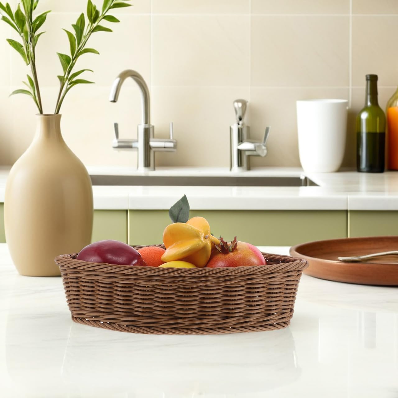 DOITOOL 2pcs Triangle Corner Storage Baskets Plastic Rotating Base, Small Triangle Shelf Organizers