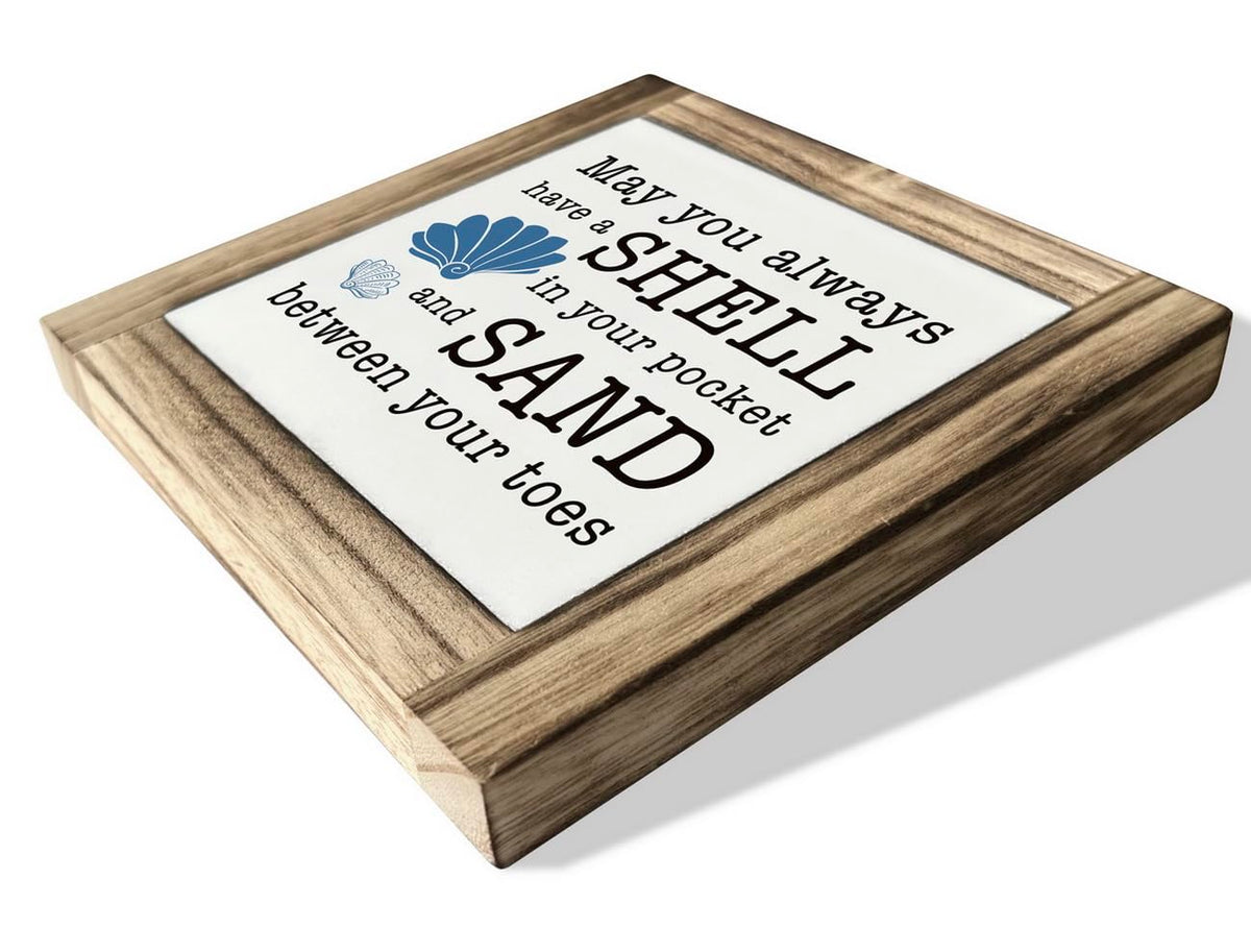 Beach Wood Plaque Sign, May You always Have a Shell in Your Pocket and Sand between Your Toes, Box Wood Plaques Desk Décor, Positive Home Decor, Decor for Beach House, Ocean Theme Decoration for Shelf