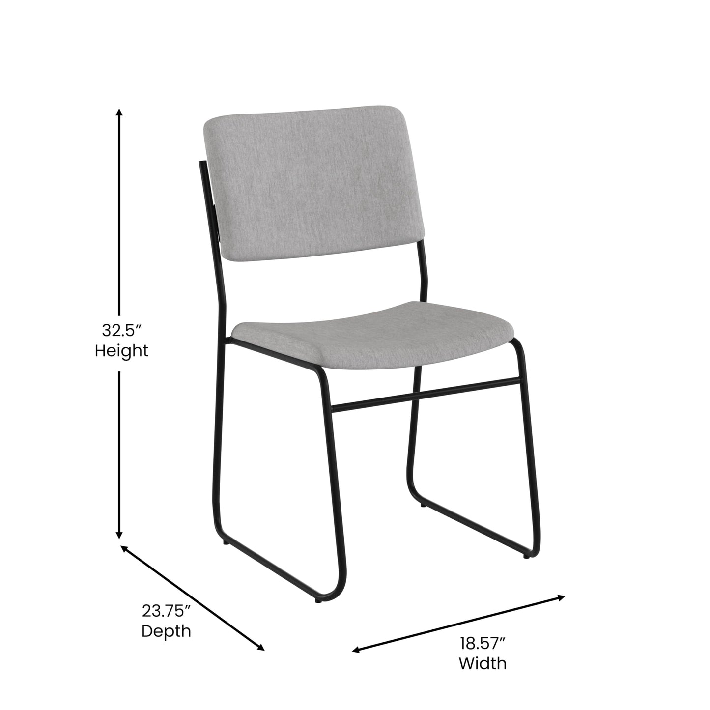 Flash Furniture HERCULES Series 500 lb. Capacity High Density Gray Fabric Stacking Chair with Sled Base