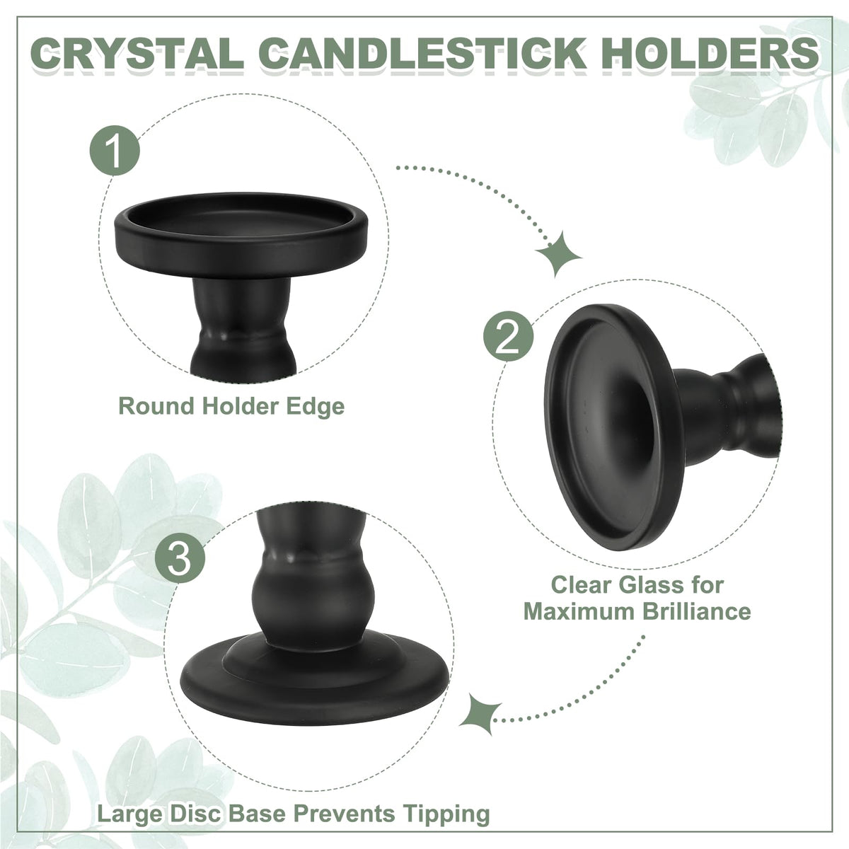 uxcell 11 cm Glass Candle Holder for Taper/Column Candles, Candle Holders Tealight Stand Candlestick for Tealight Wedding Table Centerpiece Home Decor, Matte Black