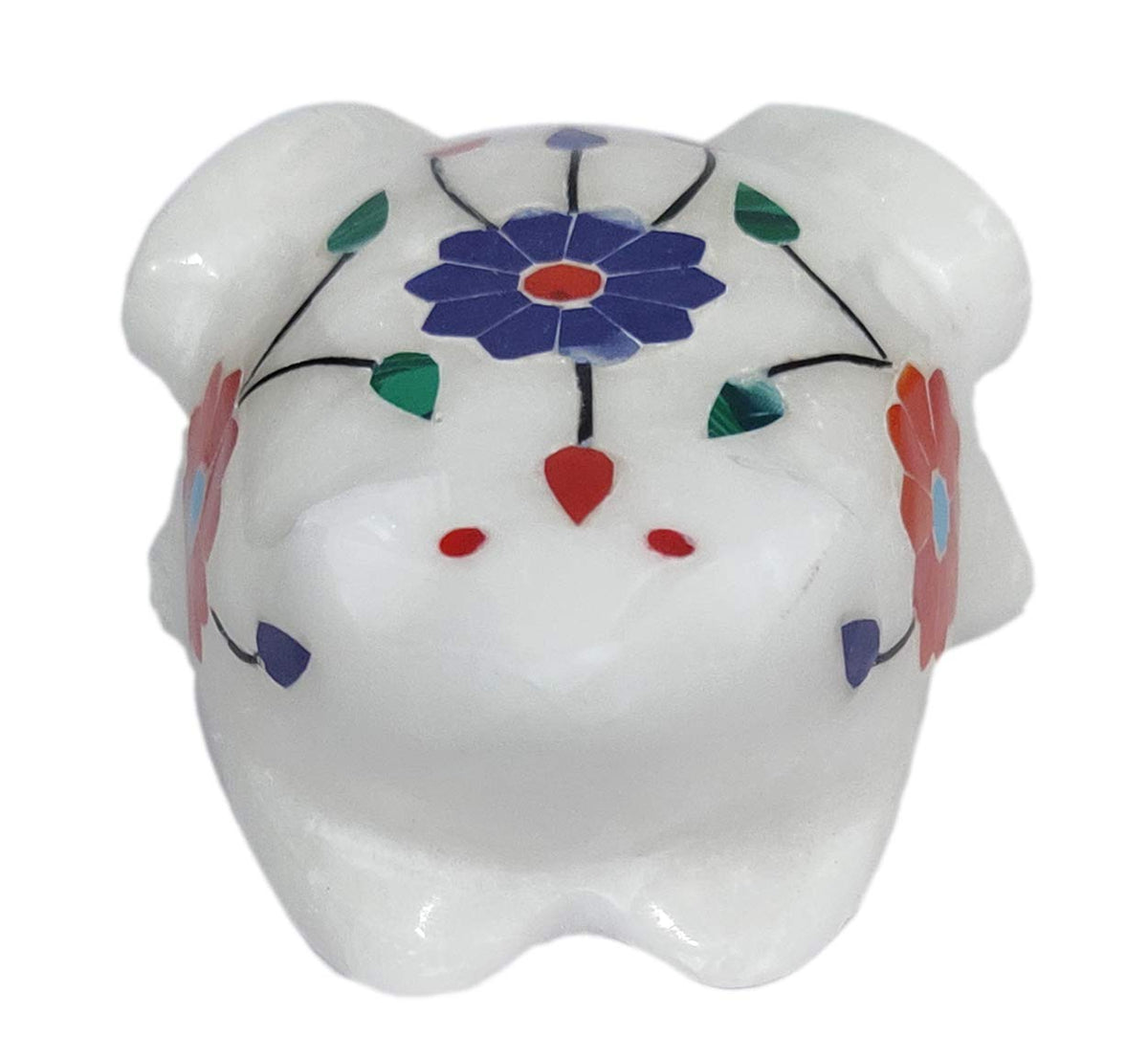 Purpledip Marble Statue 'Flirty Frog': Gemstone Inlay Collectible Showpiece Gift (12108)