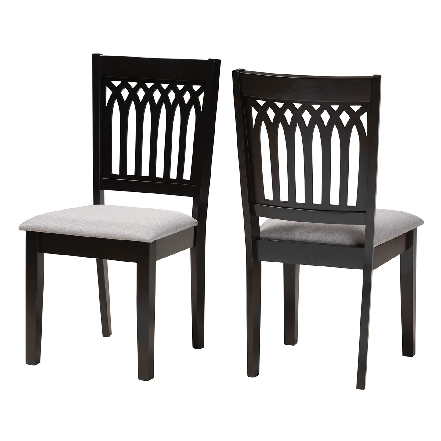 Baxton Studio Genesis Dining Chairs, Set of 2, Grey/Dark Brown