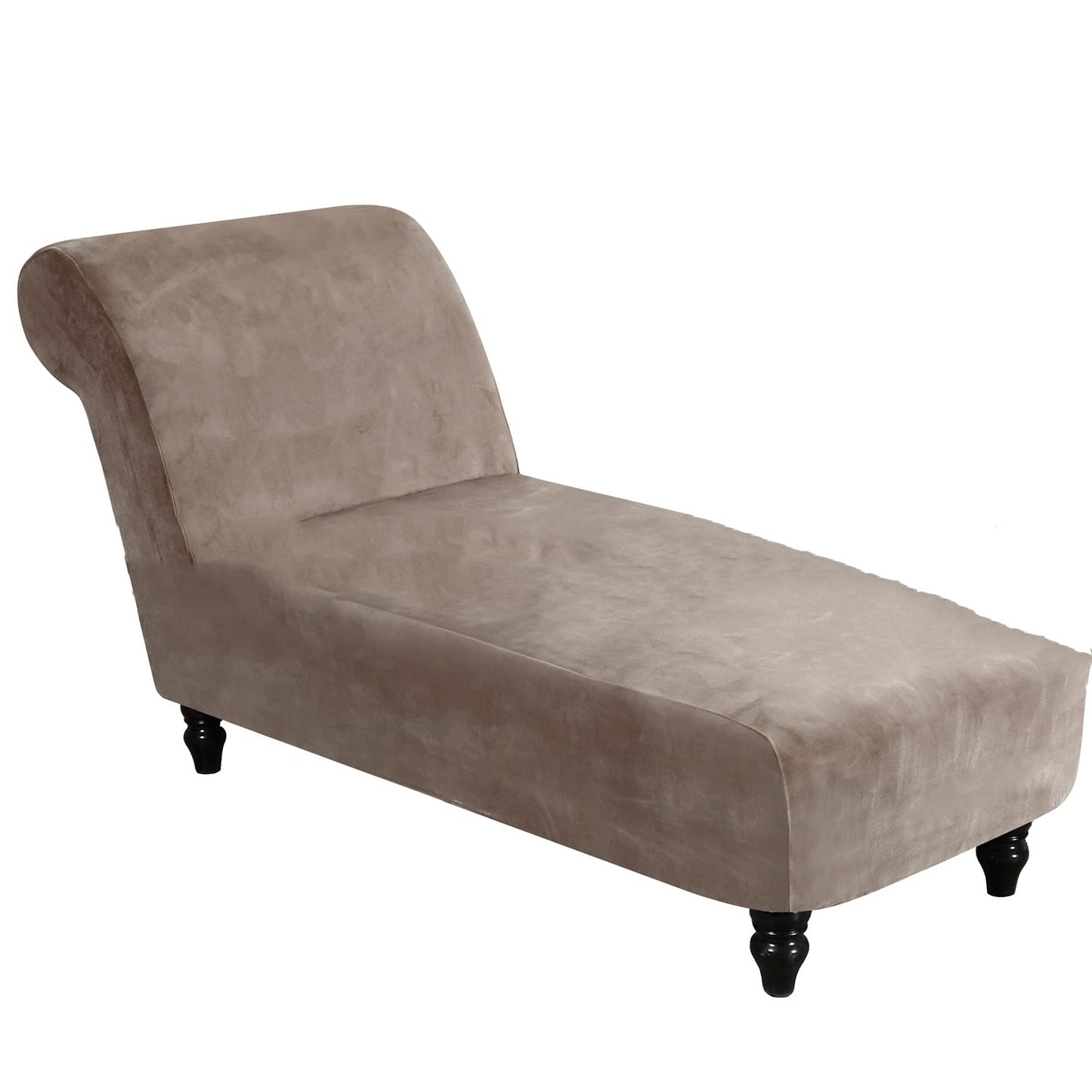 GAMUKAI Luxury Velvet Chaise Lounge Slipcover – High-Stretch, Machine Washable Cover for Armless Chaises – Indoor Chaise Cover for Living Room, Sofa, Bedroom (Taupe)