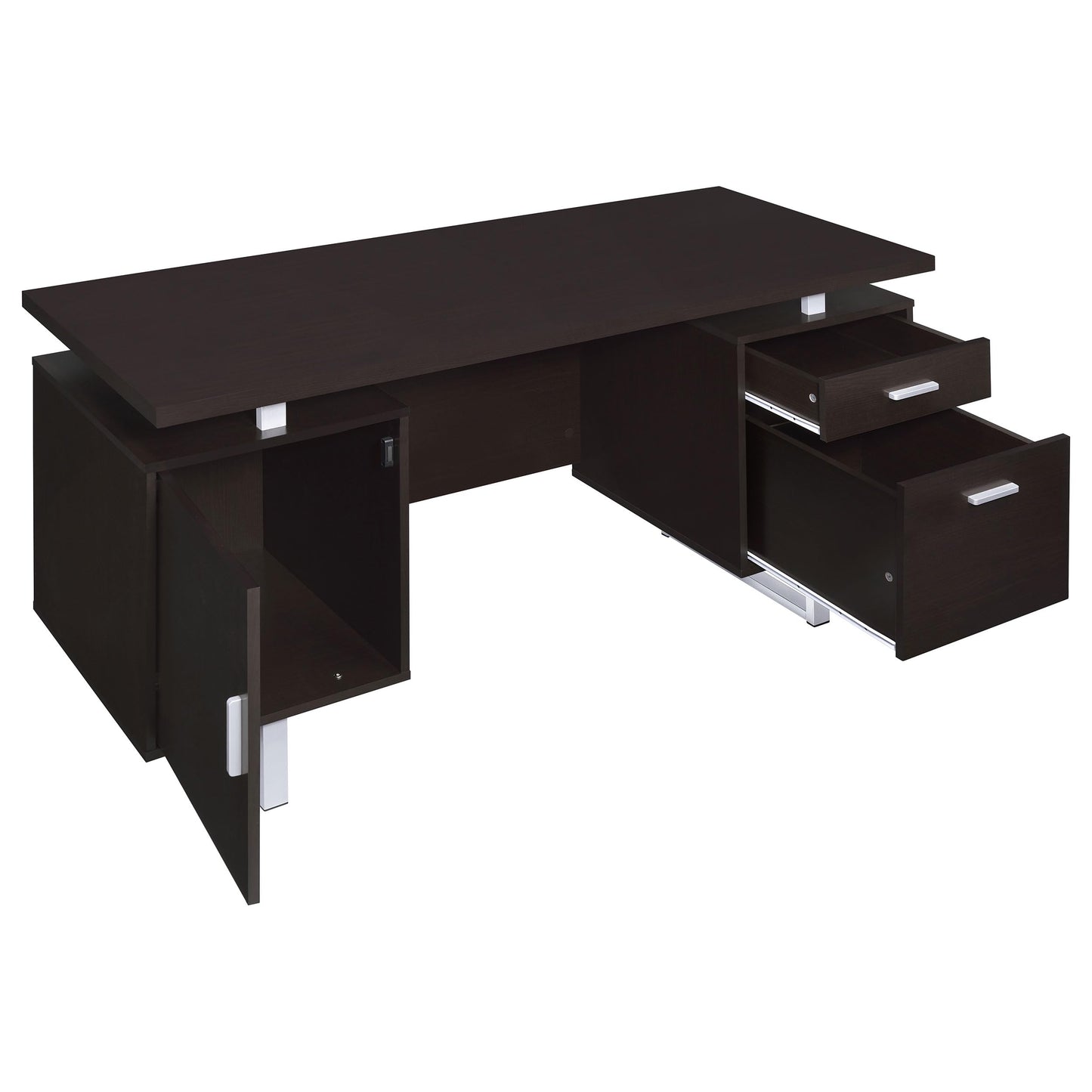 Coaster Home Furnishings - Lawtey - Engineered Wood - 60-Inch Computer Desk with File Cabinet and Standage Drawers, Metal Frame, Contemporary Style - Home Office - Cappuccino - 801521