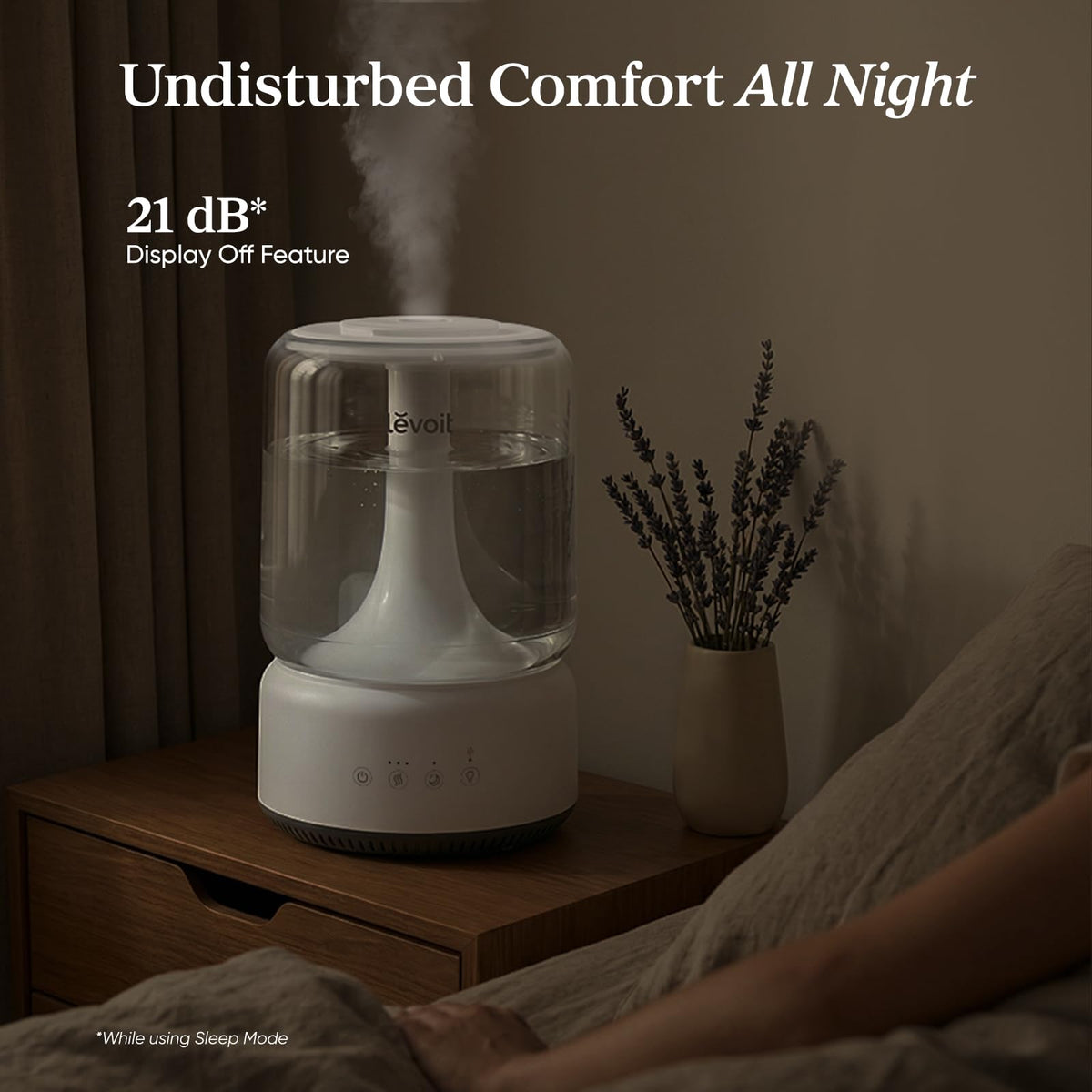 LEVOIT Humidifiers for Bedroom, 4.2L Top Fill for Large Room with 42H Runtime, Dishwasher Safe Design Easy to Clean, 21dB Quiet Cool Mist for Baby, Plants, Night Light, Essential Oil Diffuser, White