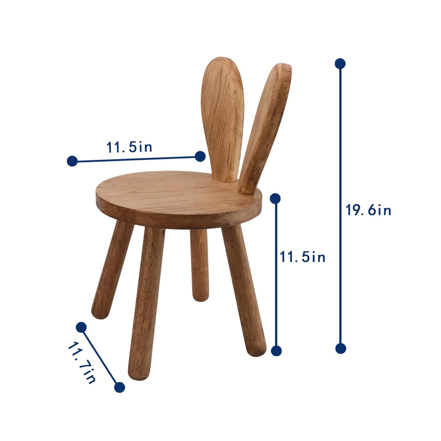 Wooden Step Stool for Toddlers, 2-in-1 Kids Chair & Desk Seat, Solid Rubberwood Bunny Ears Backrest, Wood Wax Oil Finish,CPC Certified Sturdy Seating for Playroom Classroom Nursery, Walnut（1 Pack）