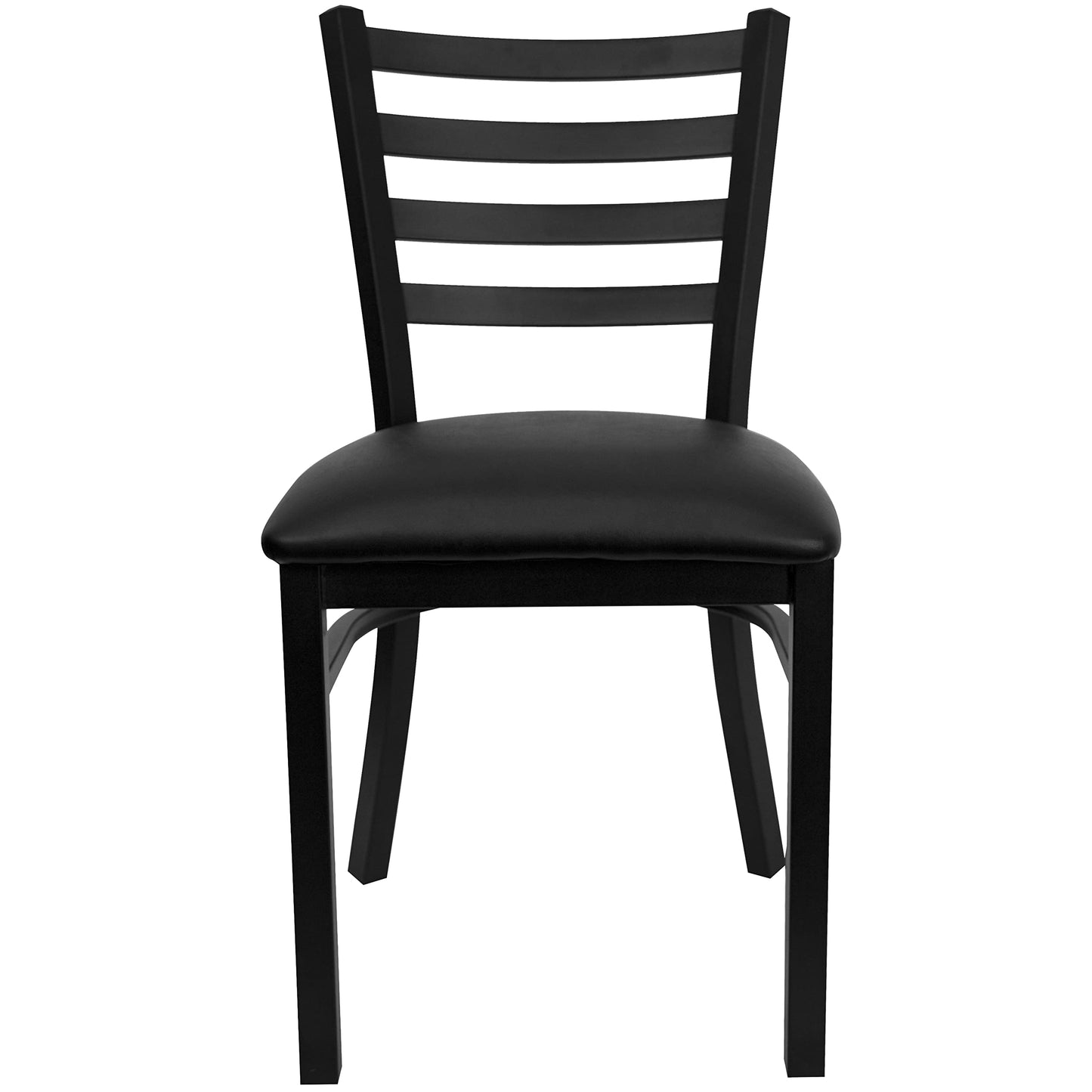 Flash Furniture HERCULES Series Black Ladder Back Metal Restaurant Chair - Black Vinyl Seat