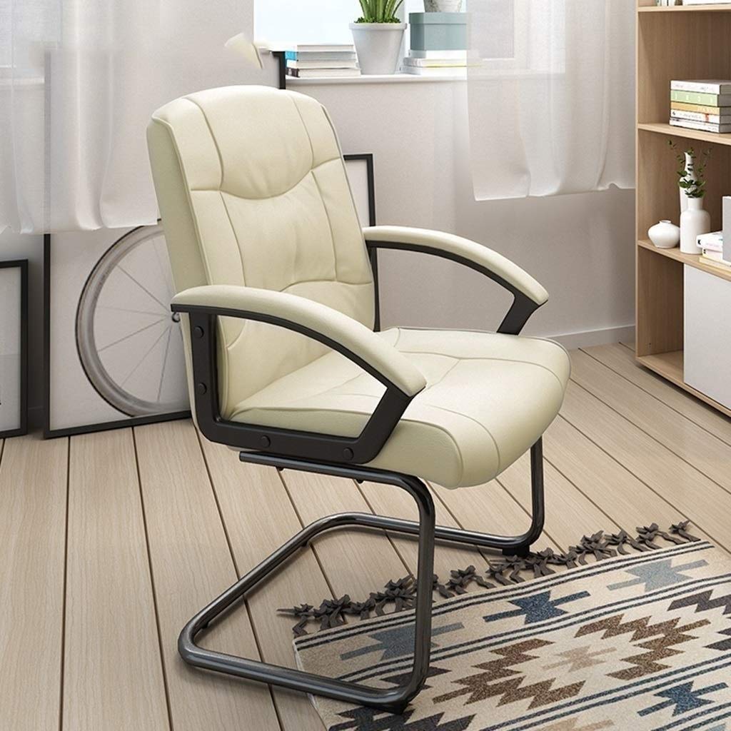 SIDUFHAOPKLL Office Elements Classic Replica Chair - Vegan Leather, Thick high Density Foam, Chrome arms Visitors in PU Suitable for and Home （White or Black）(D)
