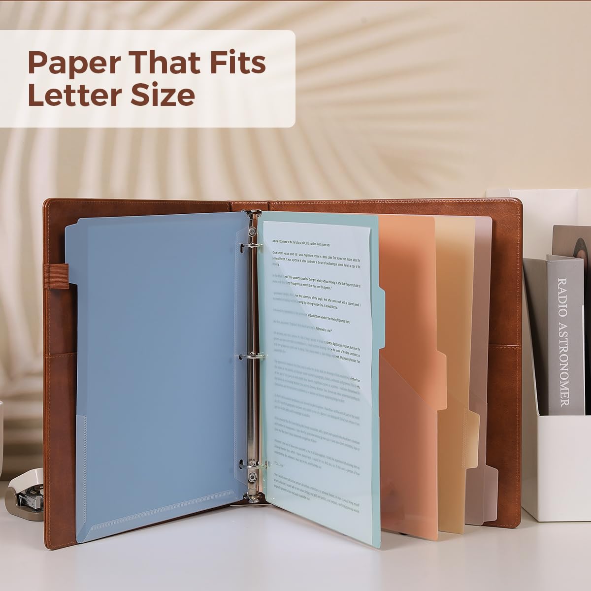 SKYDUE 3 Ring Binder with Clipboard,1 Inch Binder, 13.2" × 10.2" PU Clipboard Binder with Notepad & 5 Dividers with 5 Pockets, Labels, Clipboard Folder Great for School Office(Fit Letter Sized Paper)