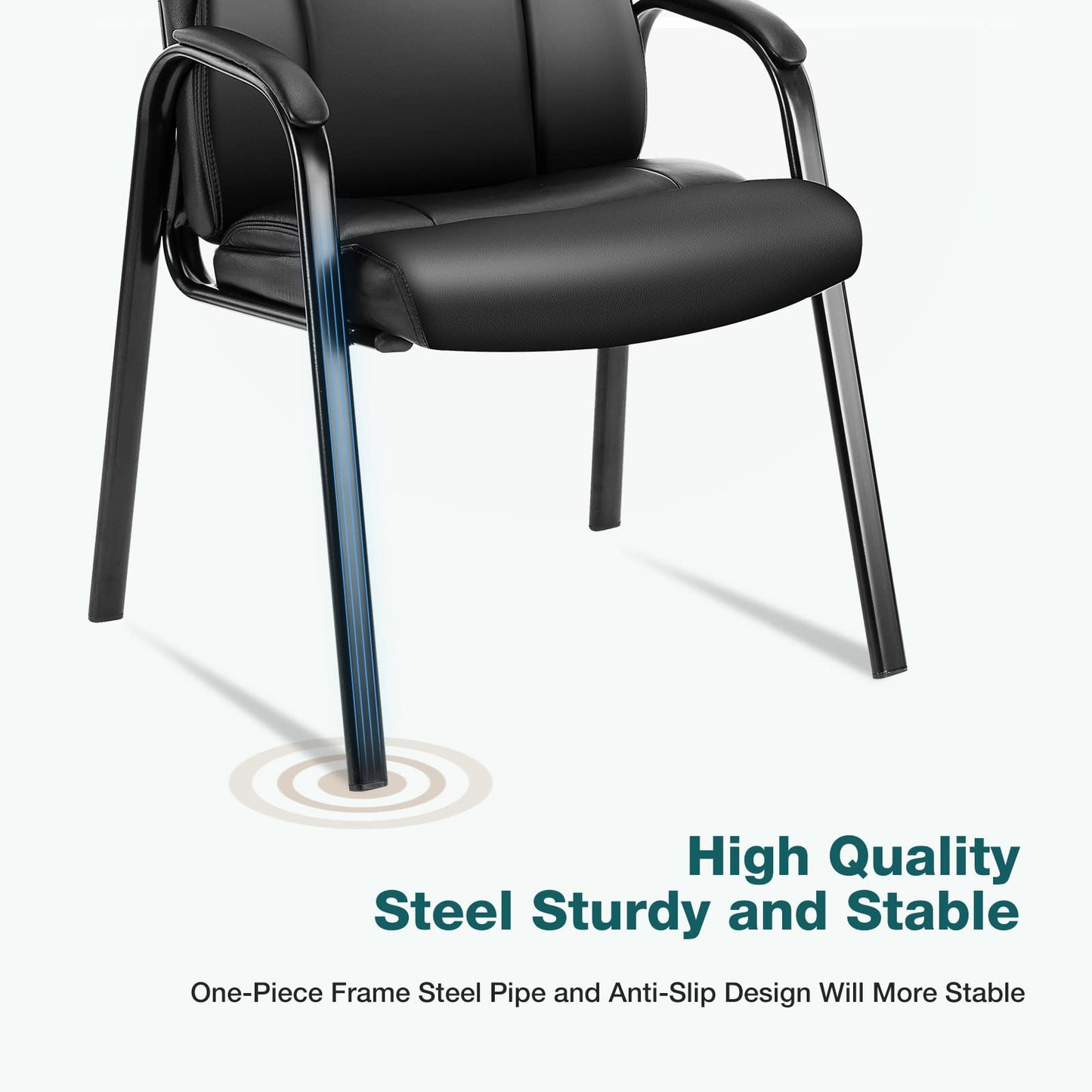 OLIXIS Waiting Room Chair Set of 2, Leather Office Desk Reception Guest Stationary Side Chairs with Padded Arms for Home Conference Lobby Area Meeting Church Medical Clinic Elderly Student