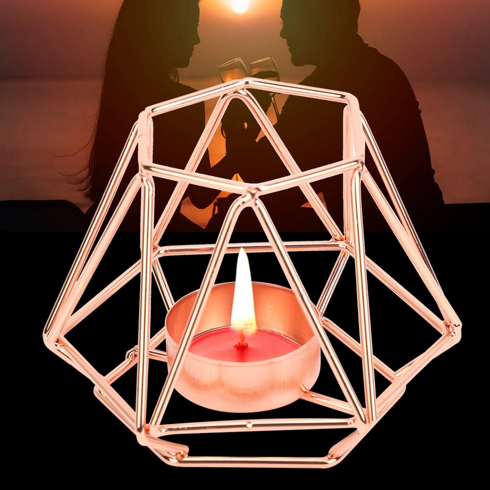 Geometric Tealight Candle Holders Gold, Metal Design Tea Light Votive Holders, Iron Hollow Candlestick for Art Decor
