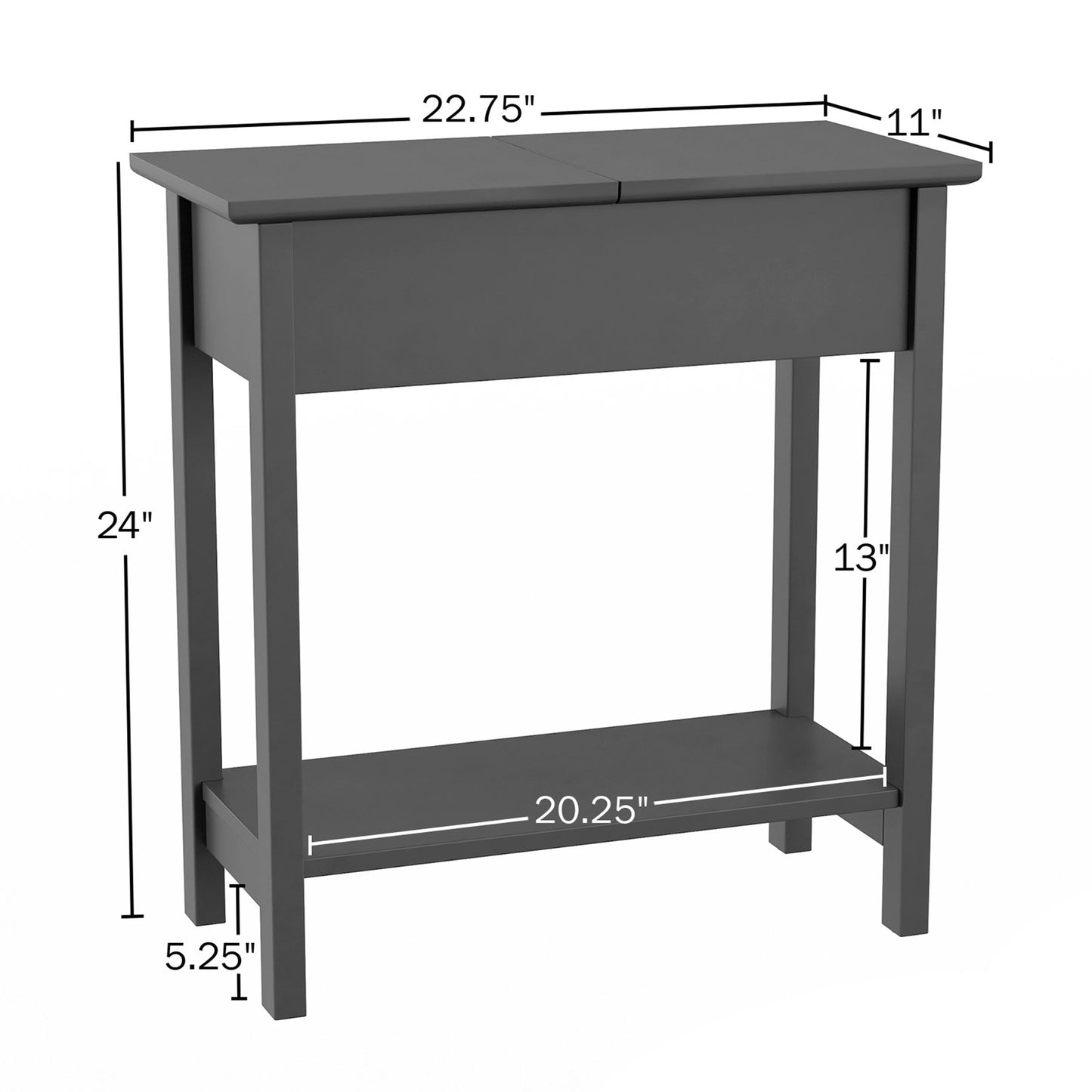 Lavish Home Flip Top End Table – Set of 2 Living Room End Tables with Hidden Hinged Storage Compartment and Lower Shelf (Gray)