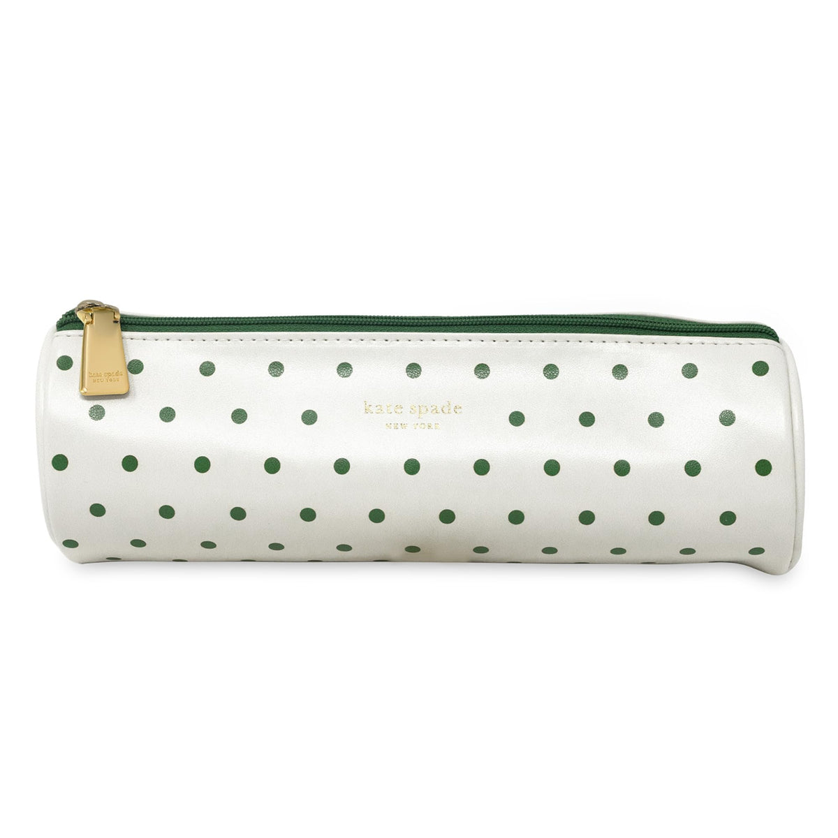 kate spade new york Faux Leather Pen and Pencil Case, Small Pouch for Office Organization for Women with Zipper Closure (Lexington Dot)