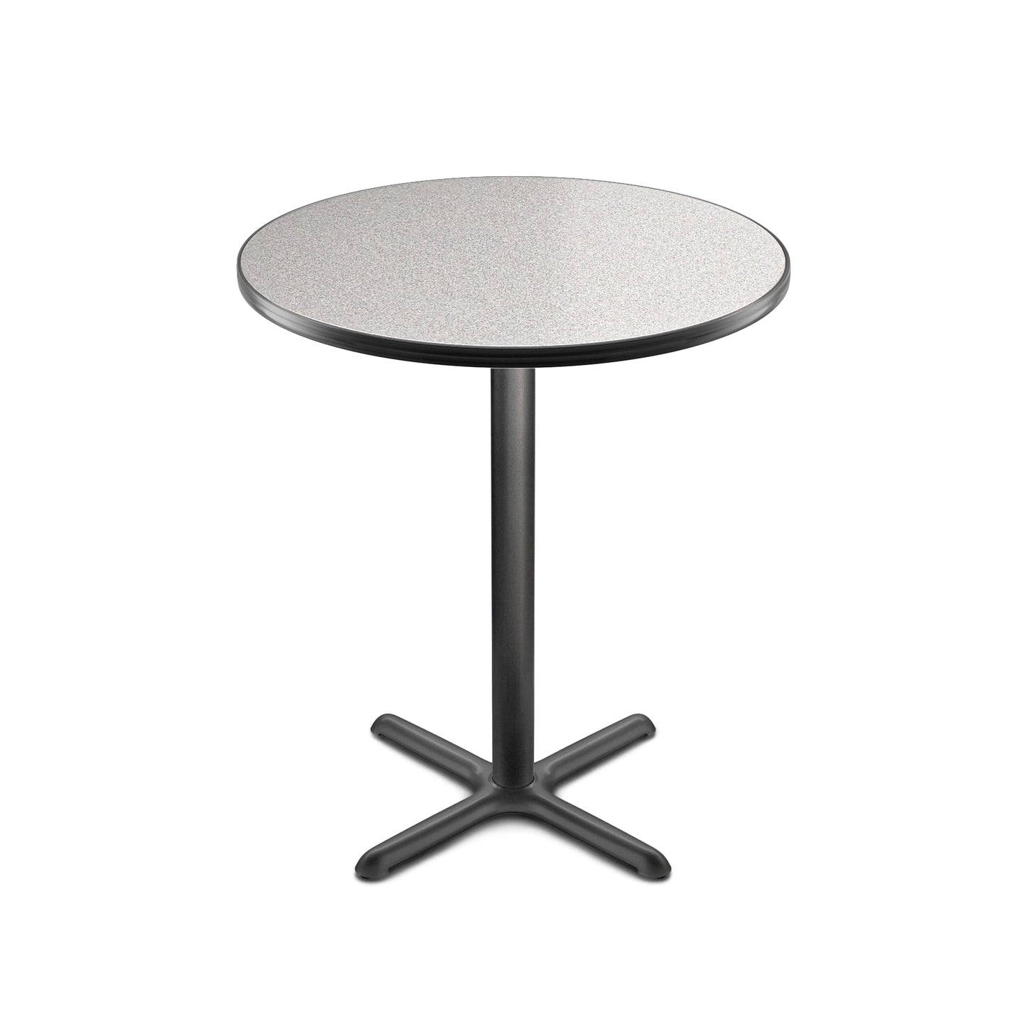 OEF Furnishings OEFCT13636XBGY Premium Commercial-Grade Restaurant and Breakroom Cafe Table (Round, 36 in Diameter, 42 in Bar Height, X-Base, Black Frame, Gray Nebula Laminate)