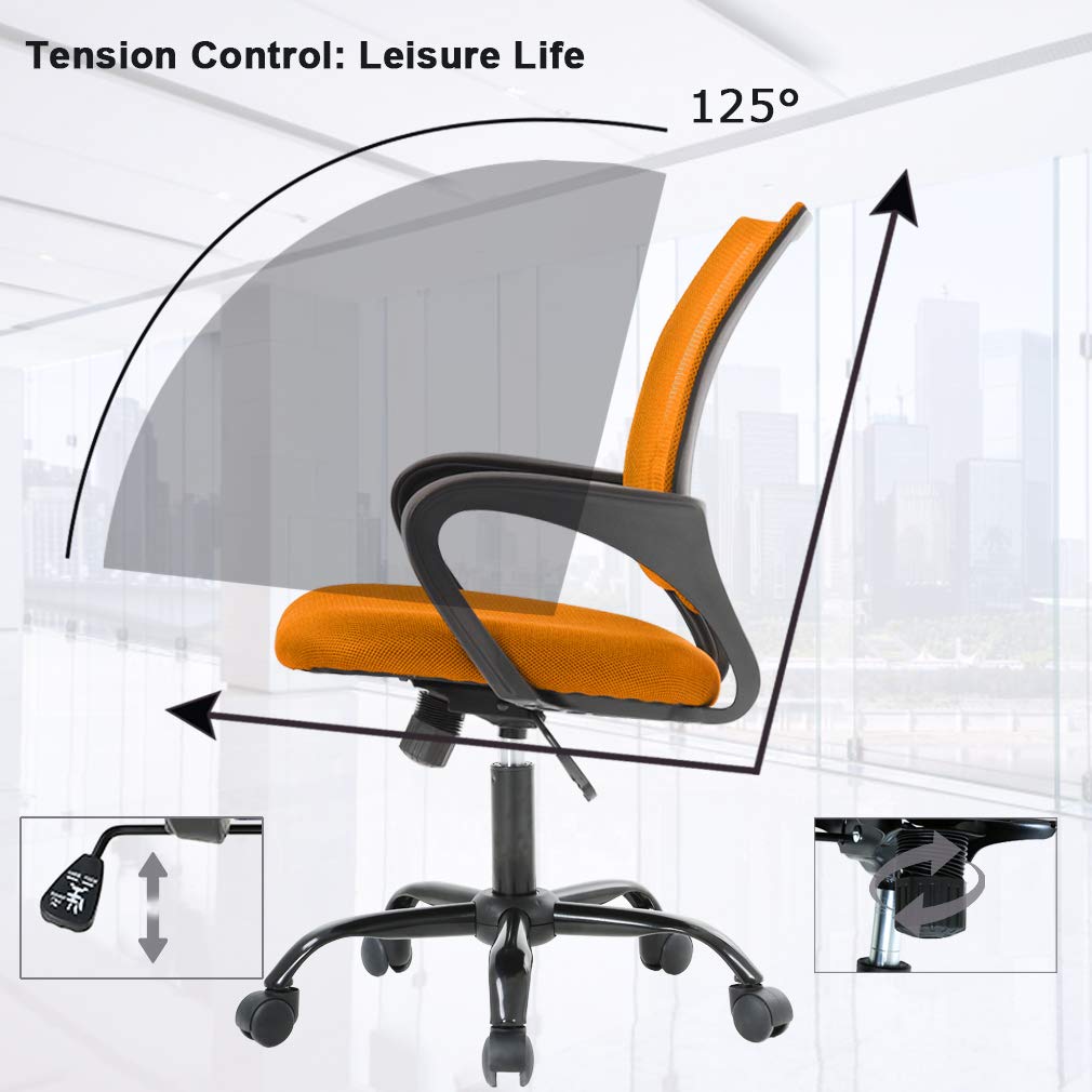 Office Chair Desk Chair Mesh Computer Chair Back Support Modern Executive Adjustable Chair Task Rolling Swivel Chair for Women,Men(2 Pack) (Orange)