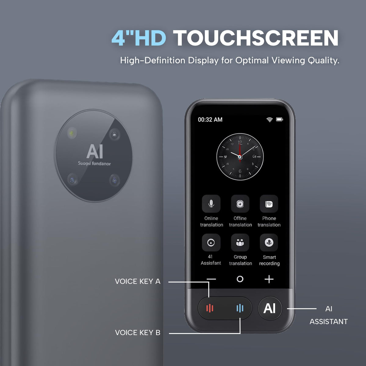 Language Translator Device AI Premium 2026 | 150 Languages | Online & Offline Voice + Photo Translation | 0.5s Ultra-Fast Accuracy | 4" HD Touchscreen | Smart Recording | Travel & Business Translator